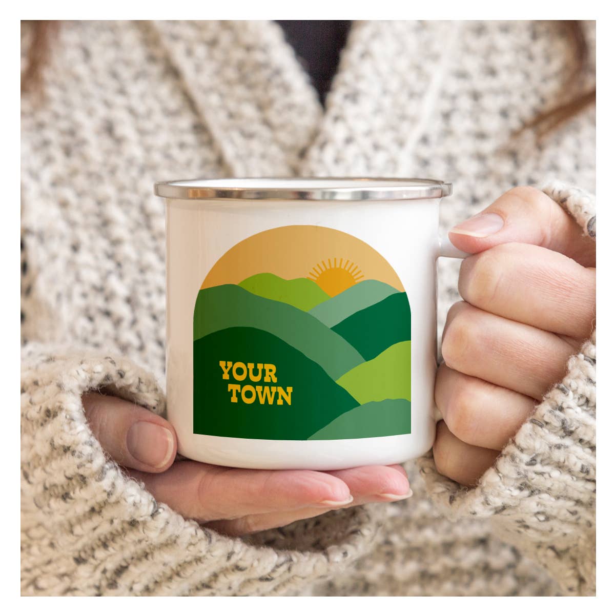 Rock Scissor Paper - Personalized City Camp Mug - Green Valley View