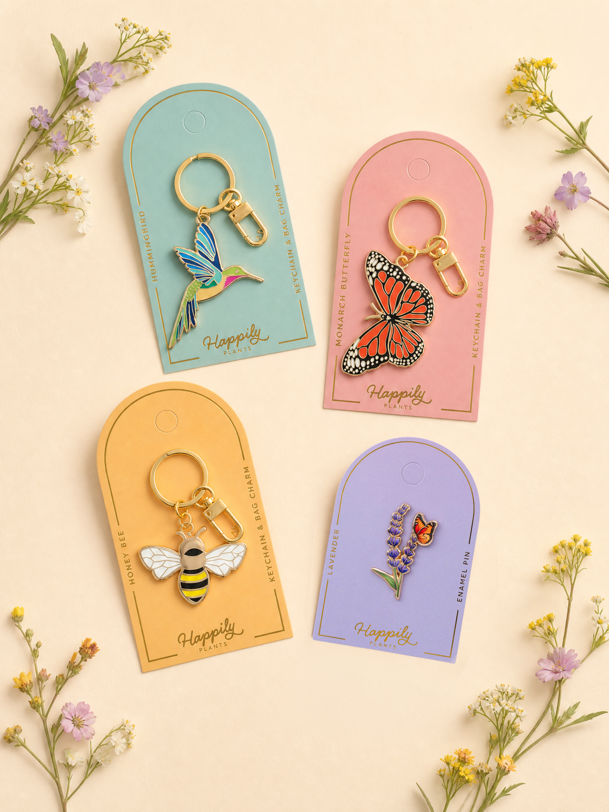 Happily Plants - Monarch Butterfly Keychain & Bag Charm, Butterfly Gifts