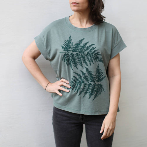 Blackbird Supply Co. - Fern Leaves Alpine Forest Women's Loose Fit Boxy Tee