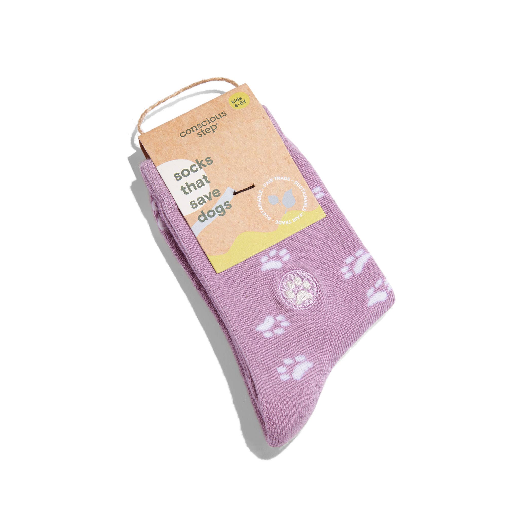 Conscious Step - Kids Socks that Save Dogs | Paw Prints - Organic Cotton
