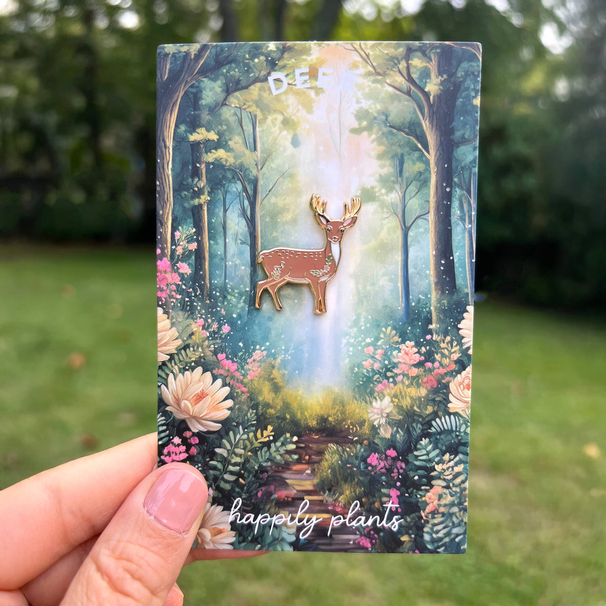 Happily Plants - Deer Pin with Gold Antlers, Nature Gifts
