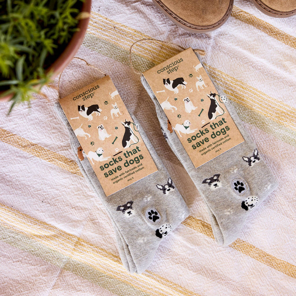 Conscious Step - Socks that Save Dogs | Gray Dogs