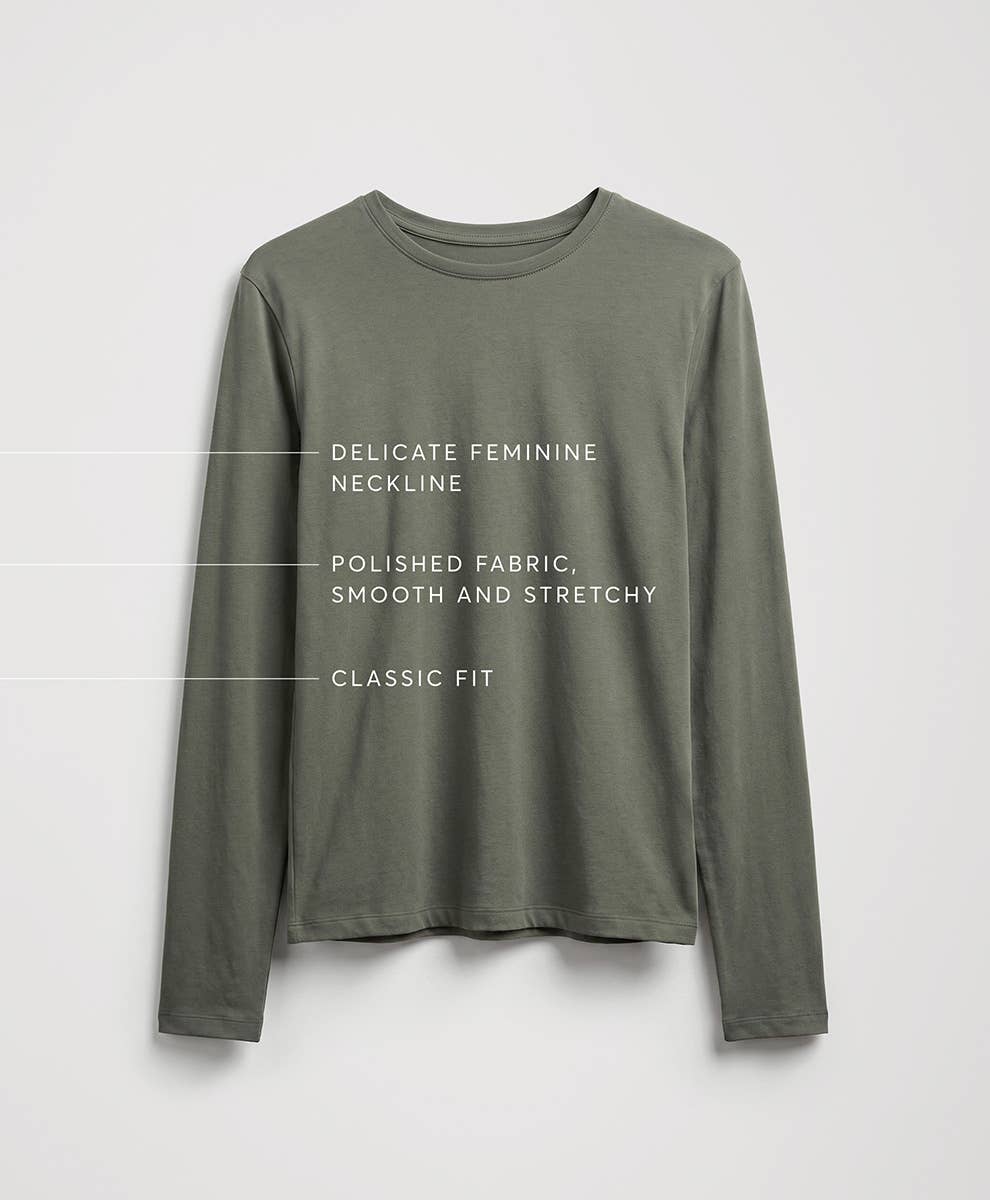 Pact - Women's Luxe Essential Crewneck Long Sleeve Tee
