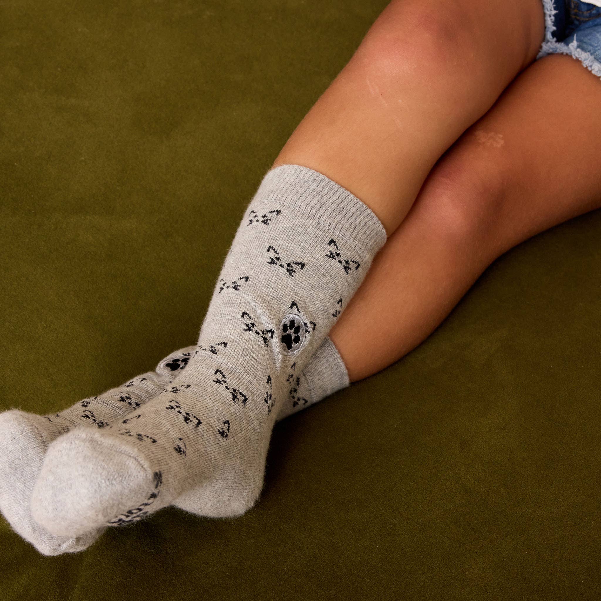Conscious Step - Kids Socks that Save Cats | Gray - Organic Cotton Kids Socks