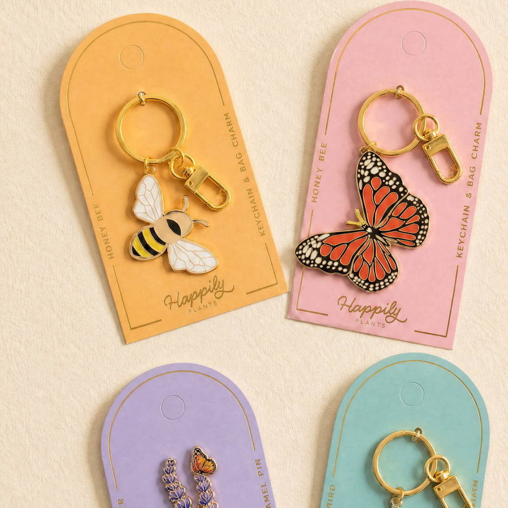 Happily Plants - Monarch Butterfly Keychain & Bag Charm, Butterfly Gifts