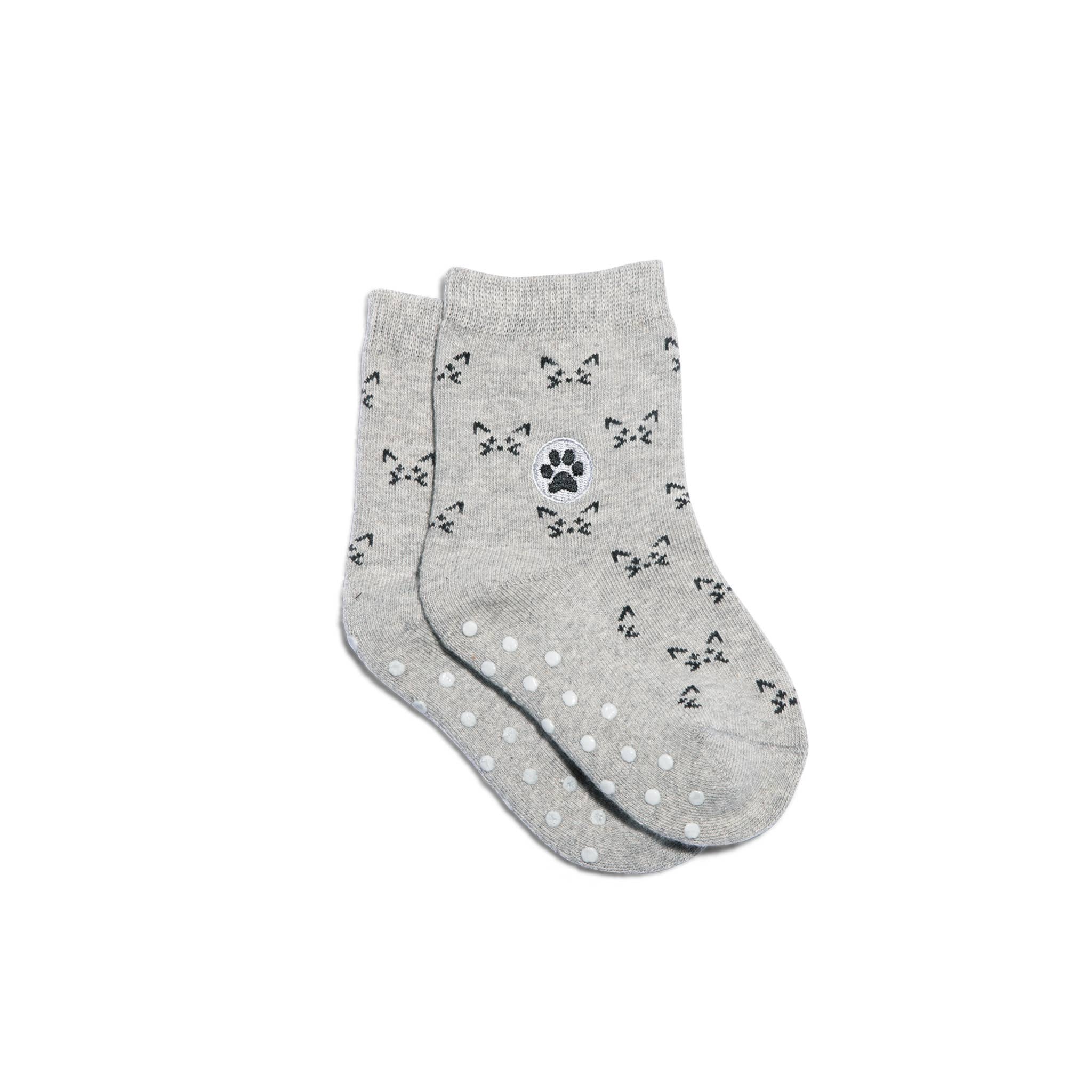 Conscious Step - Kids Socks that Save Cats | Gray - Organic Cotton Kids Socks