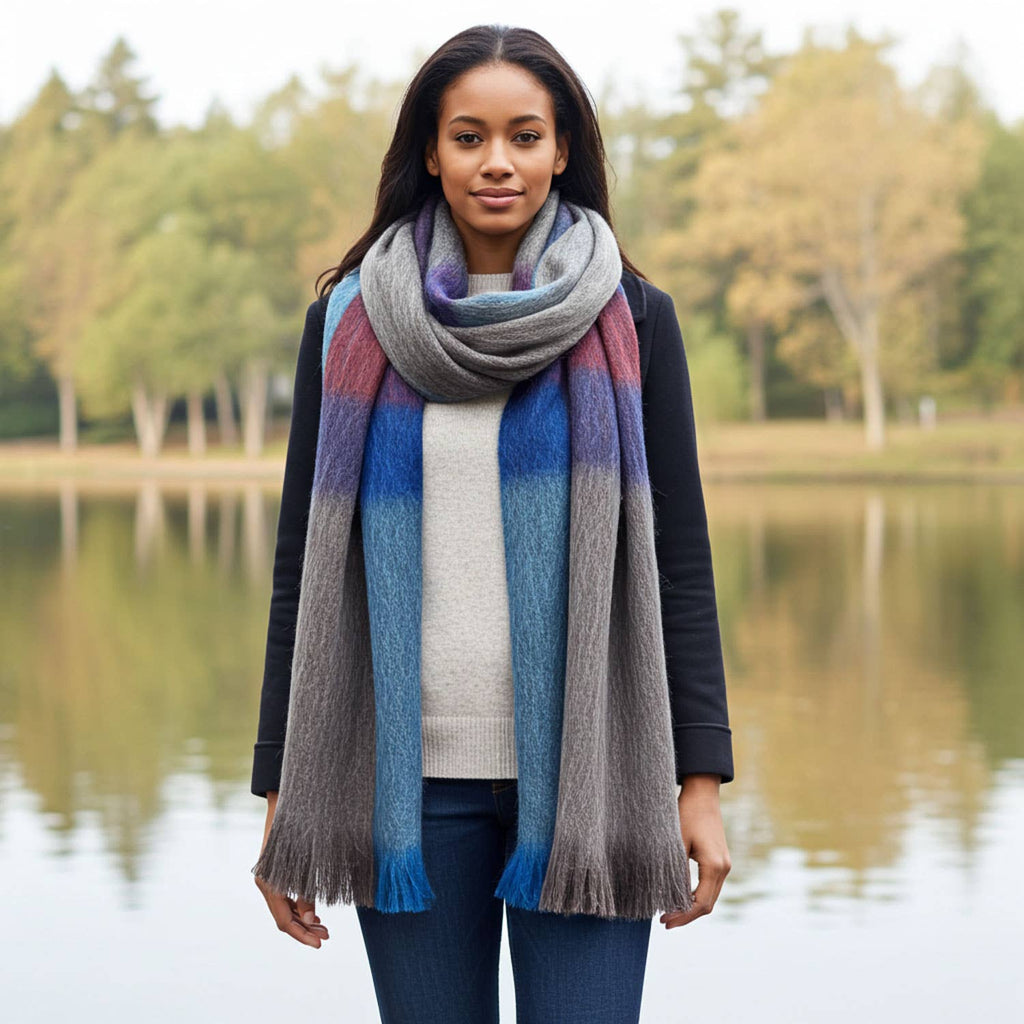 Shupaca Alpaca - Alpaca Plaid Scarf - Equinox