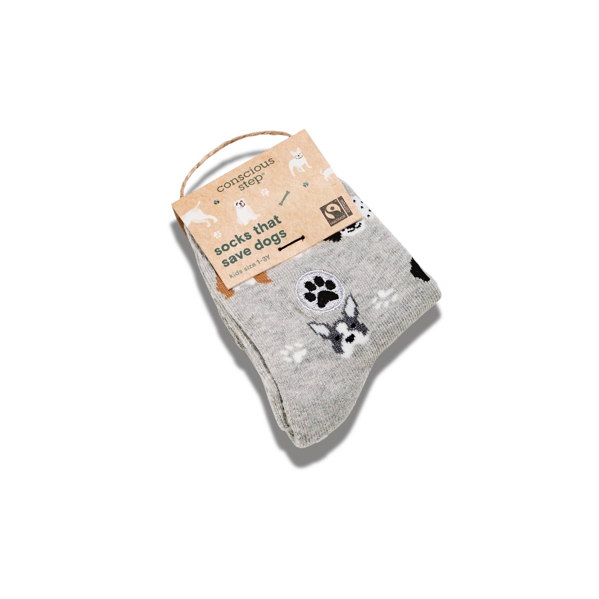 Conscious Step - Kids Socks that Save Dogs | Gray Dogs - Organic Cotton Socks