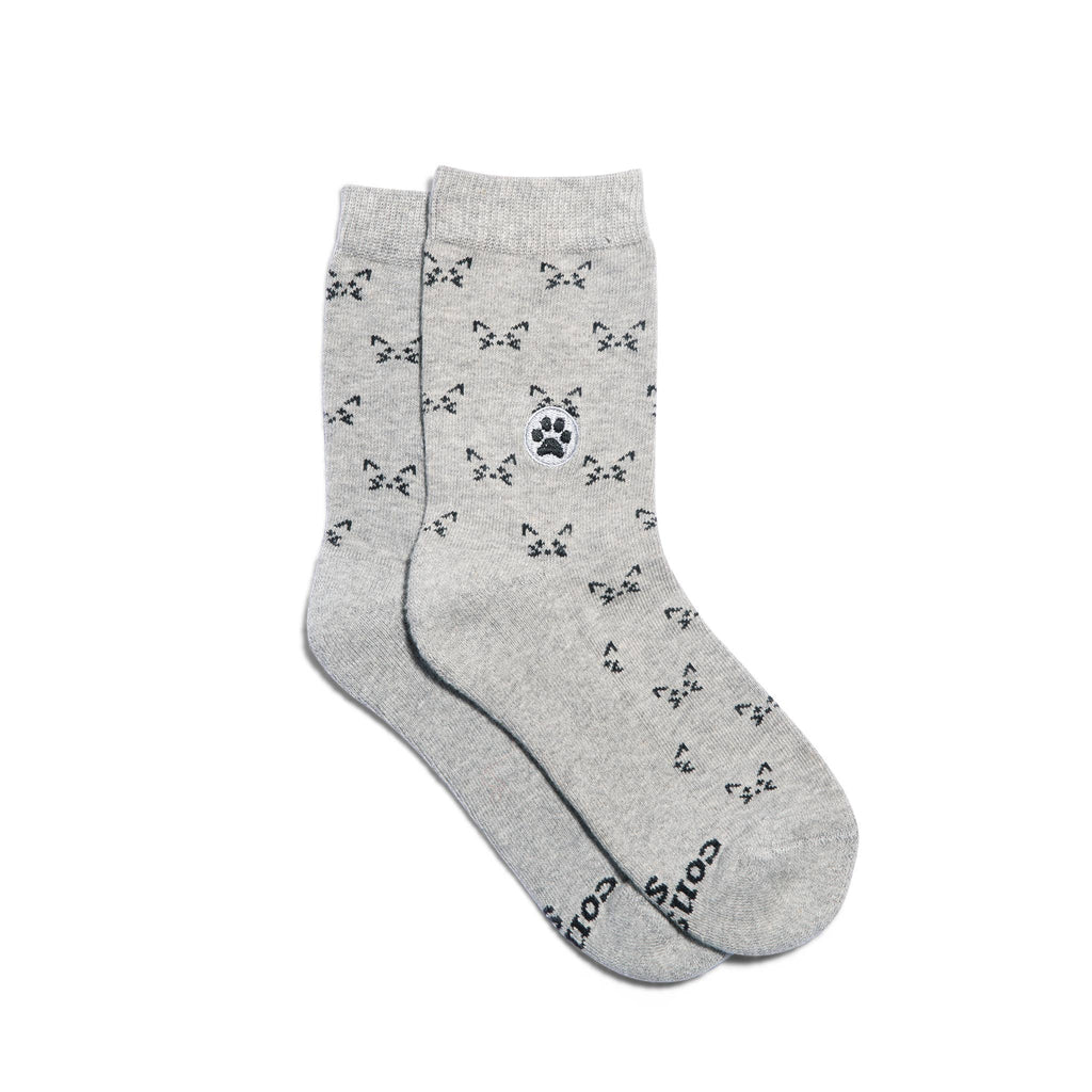 Conscious Step - Kids Socks that Save Cats | Gray - Organic Cotton Kids Socks