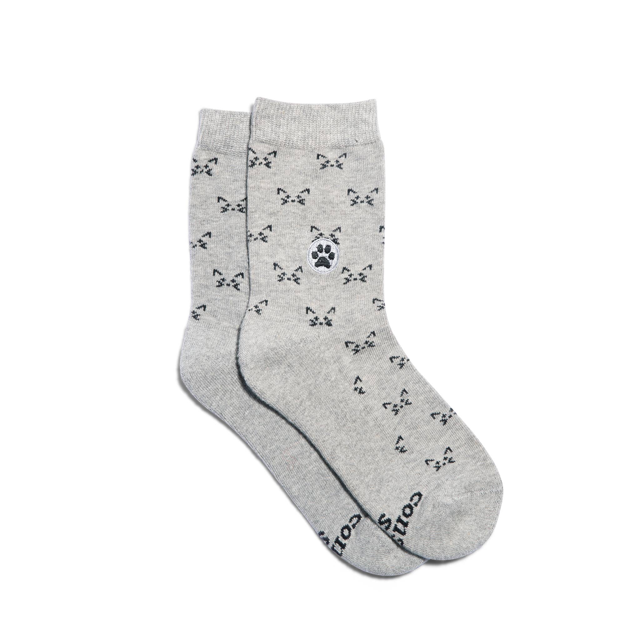 Conscious Step - Kids Socks that Save Cats | Gray - Organic Cotton Kids Socks