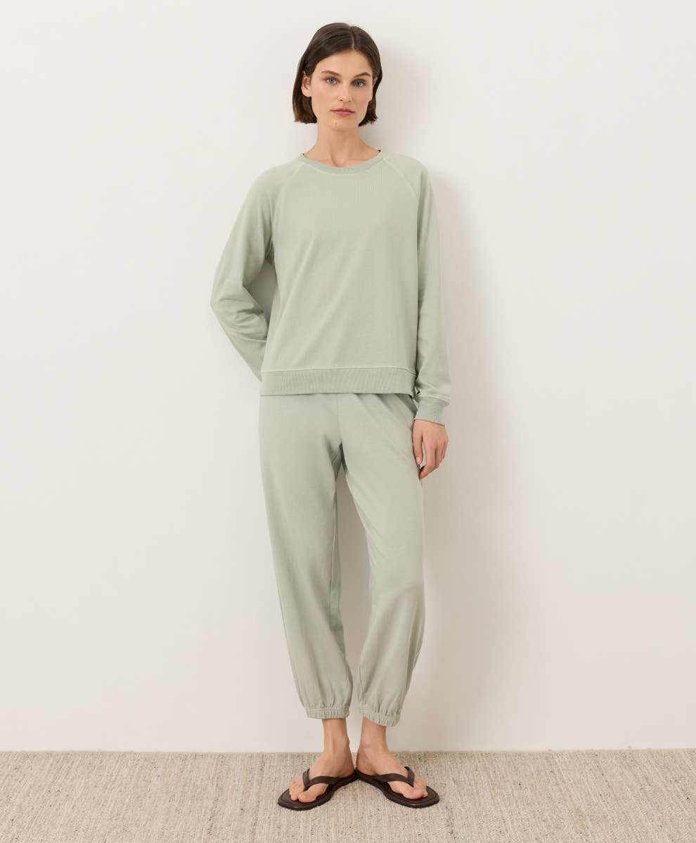 Pact - Women's Weekends Relaxed Raglan Sweatshirt: Washed Seagrass / Small