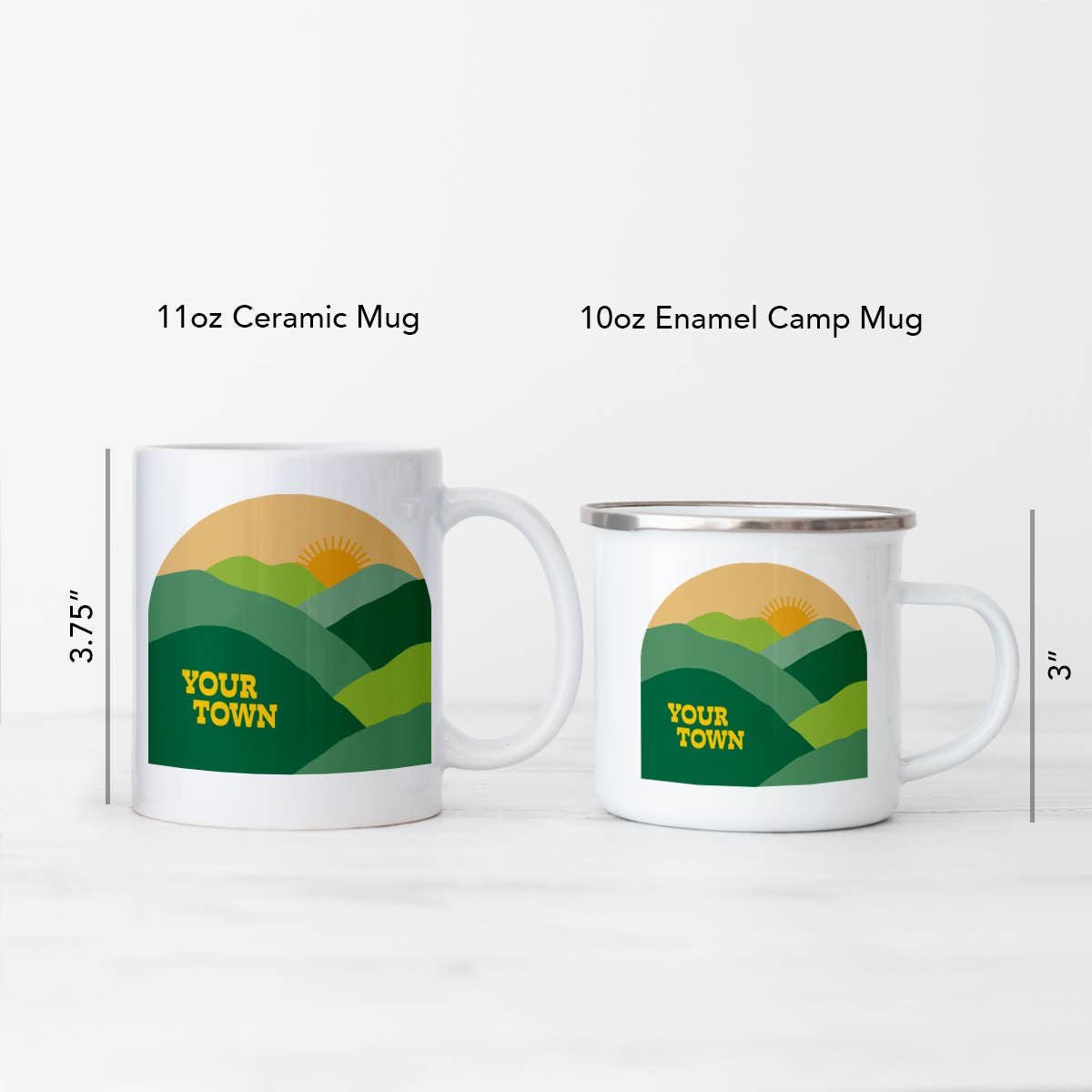Rock Scissor Paper - Personalized City Camp Mug - Green Valley View