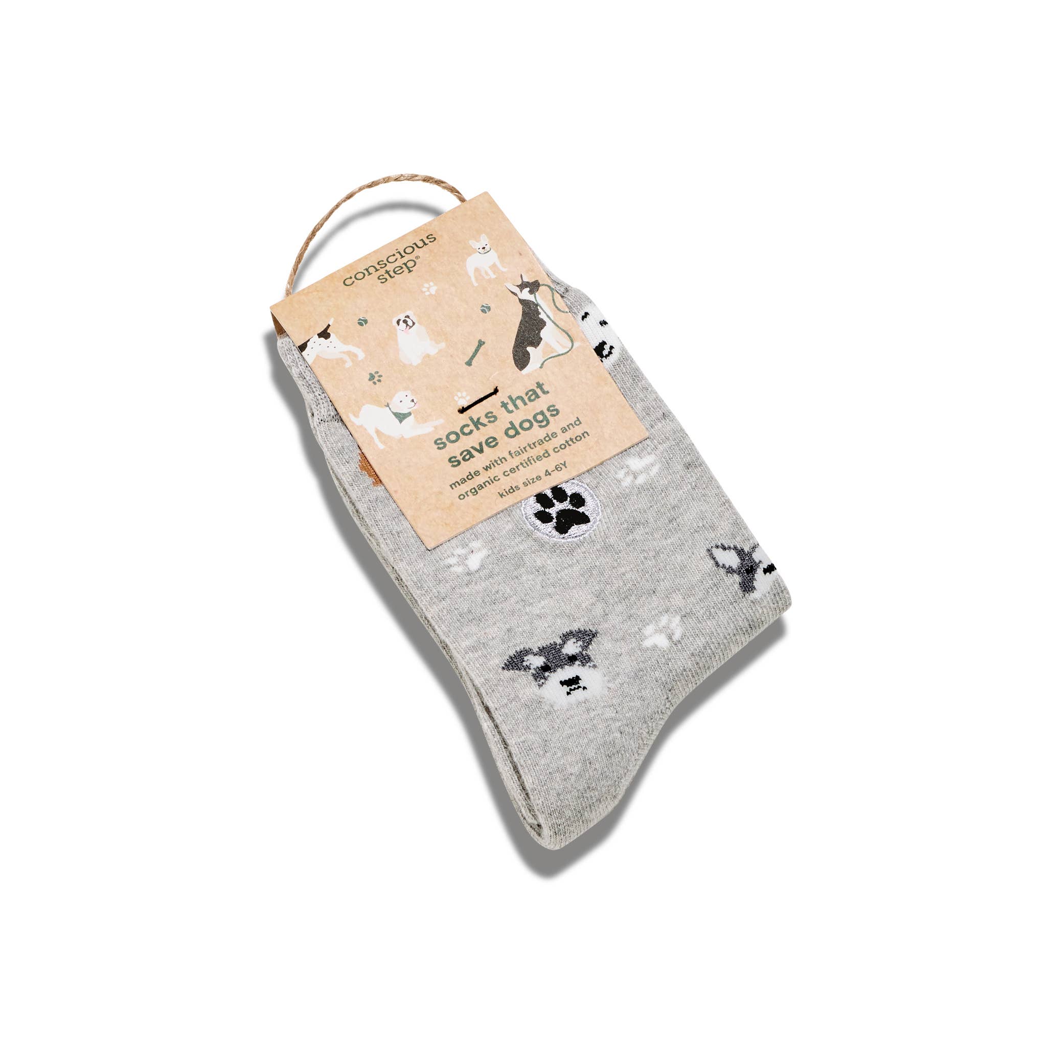 Conscious Step - Kids Socks that Save Dogs | Gray Dogs - Organic Cotton Socks