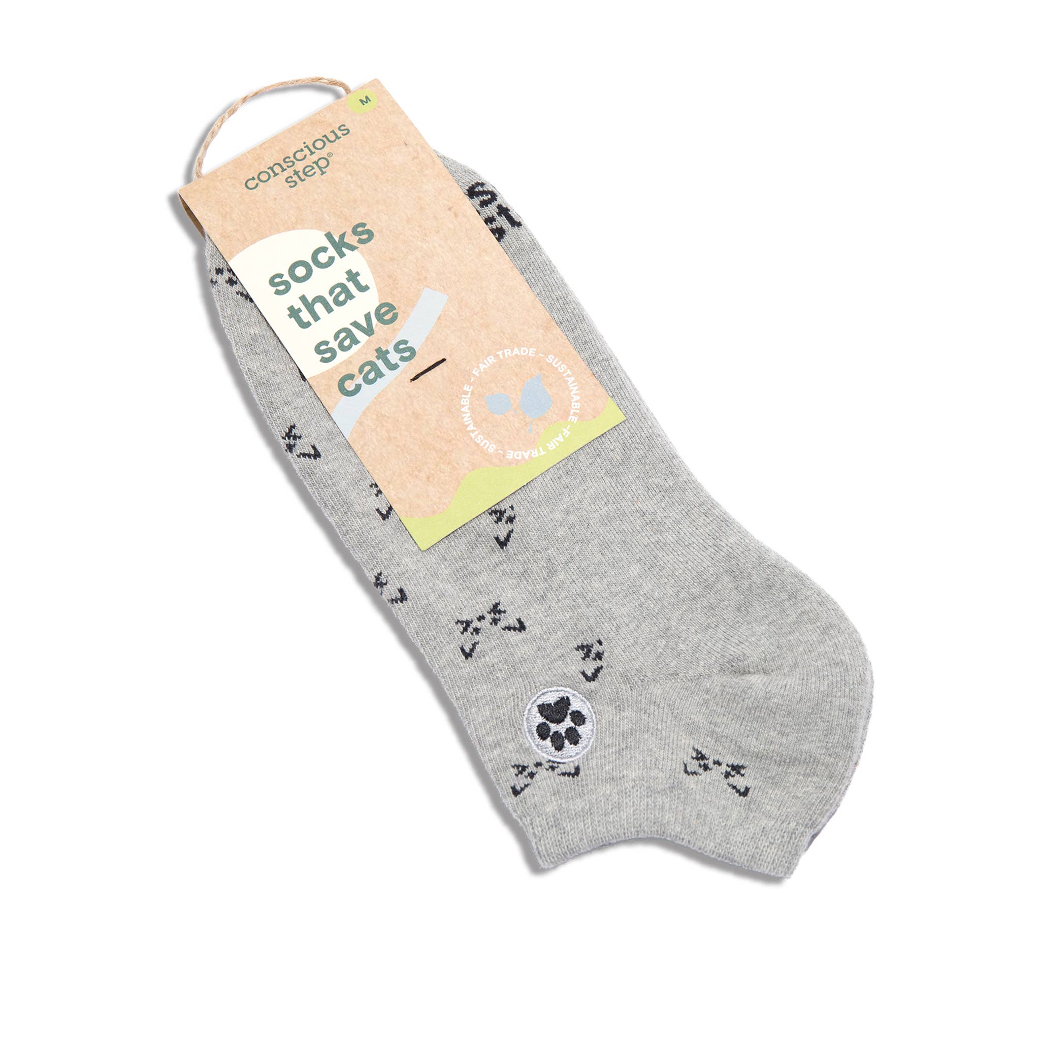 Conscious Step - Ankle Socks that Save Cats | Gray