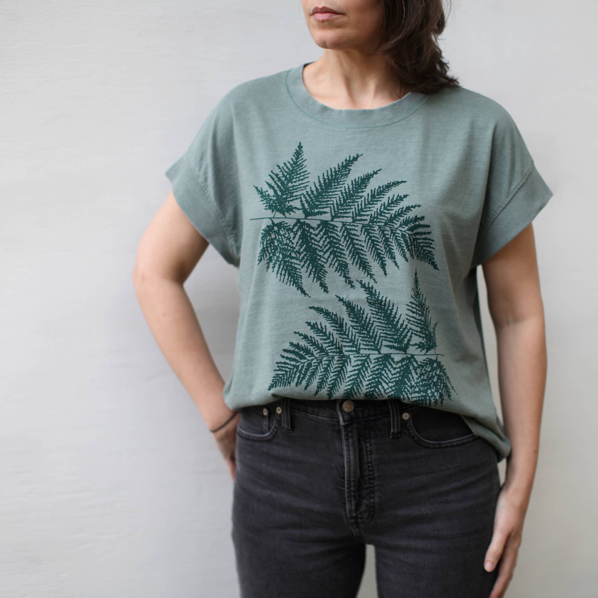 Blackbird Supply Co. - Fern Leaves Alpine Forest Women's Loose Fit Boxy Tee